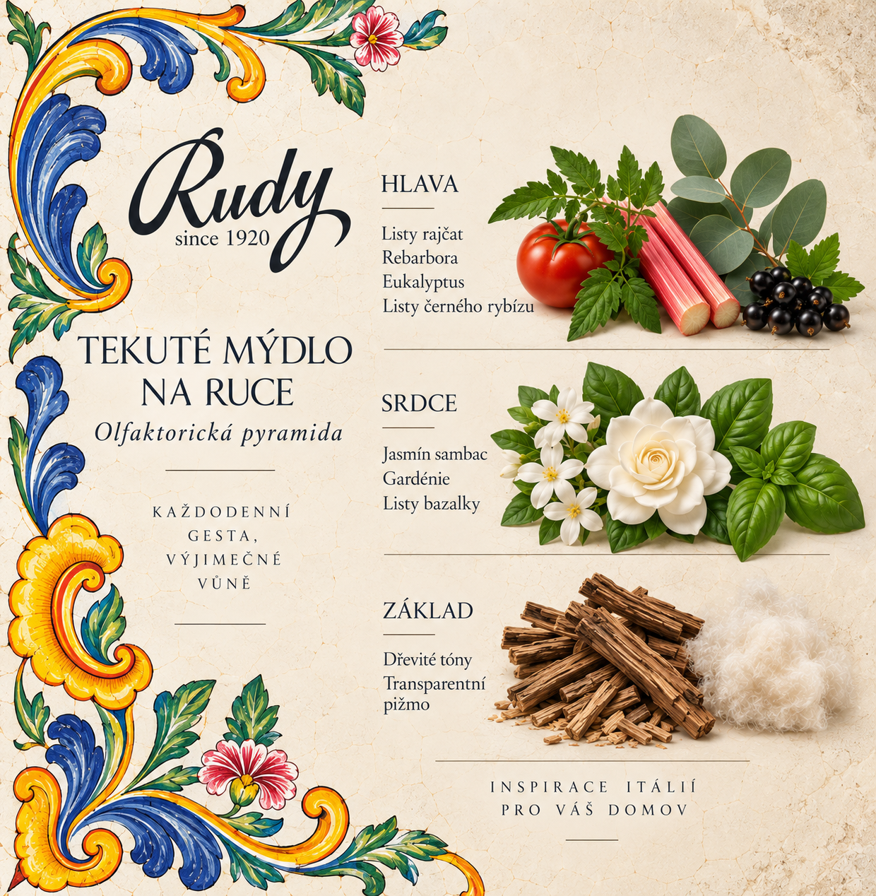 Rudy Profumi Kuchyňské mýdlo ORTUS s anti-odour molekulou, 300 ml
